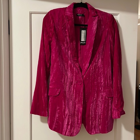 Nasty Gal Crushed Velvet Oversized Blazer + High Waisted Wide Leg Pants NWT - Picture 4 of 7